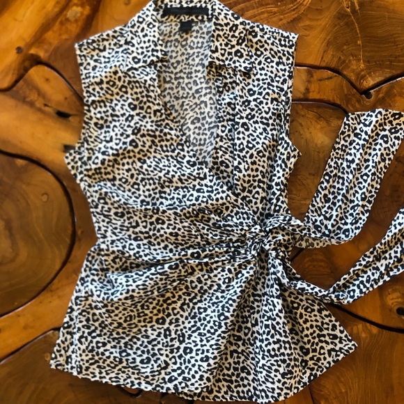 Express Design Studio Cheetah Print Wrap Top - Picture 1 of 11